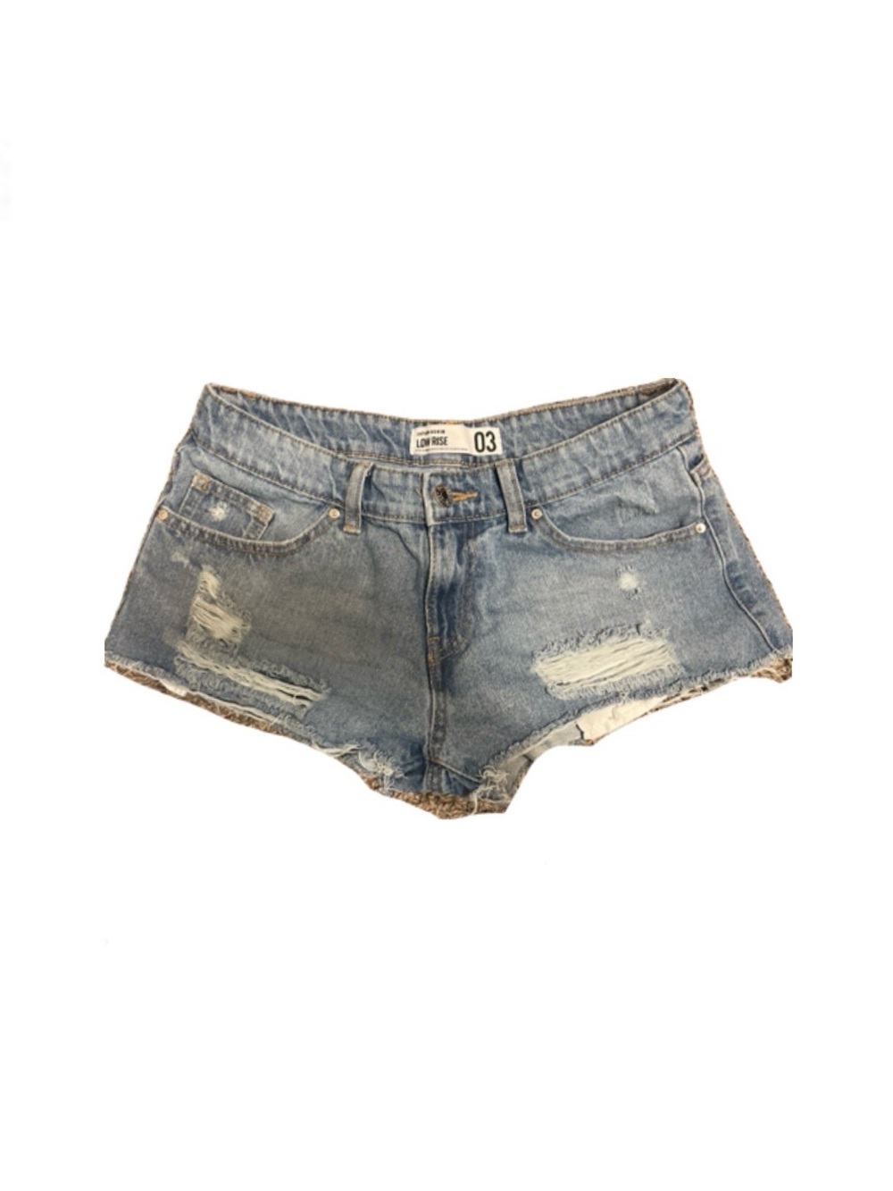 refuge Light Blue Distressed Denim Cutoff Shorts